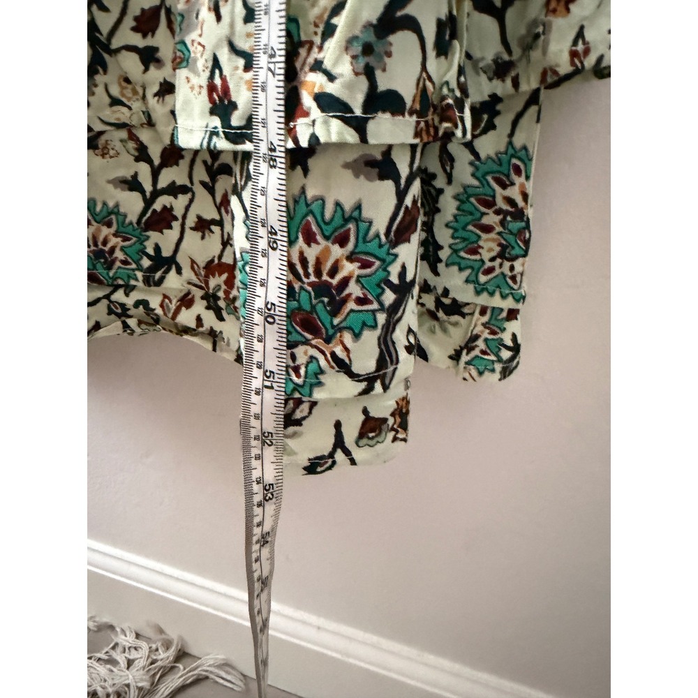 Raga Deema Midi Dress Green Floral Block Print Smocked Back V-Neck Boho - Picture 8 of 8
